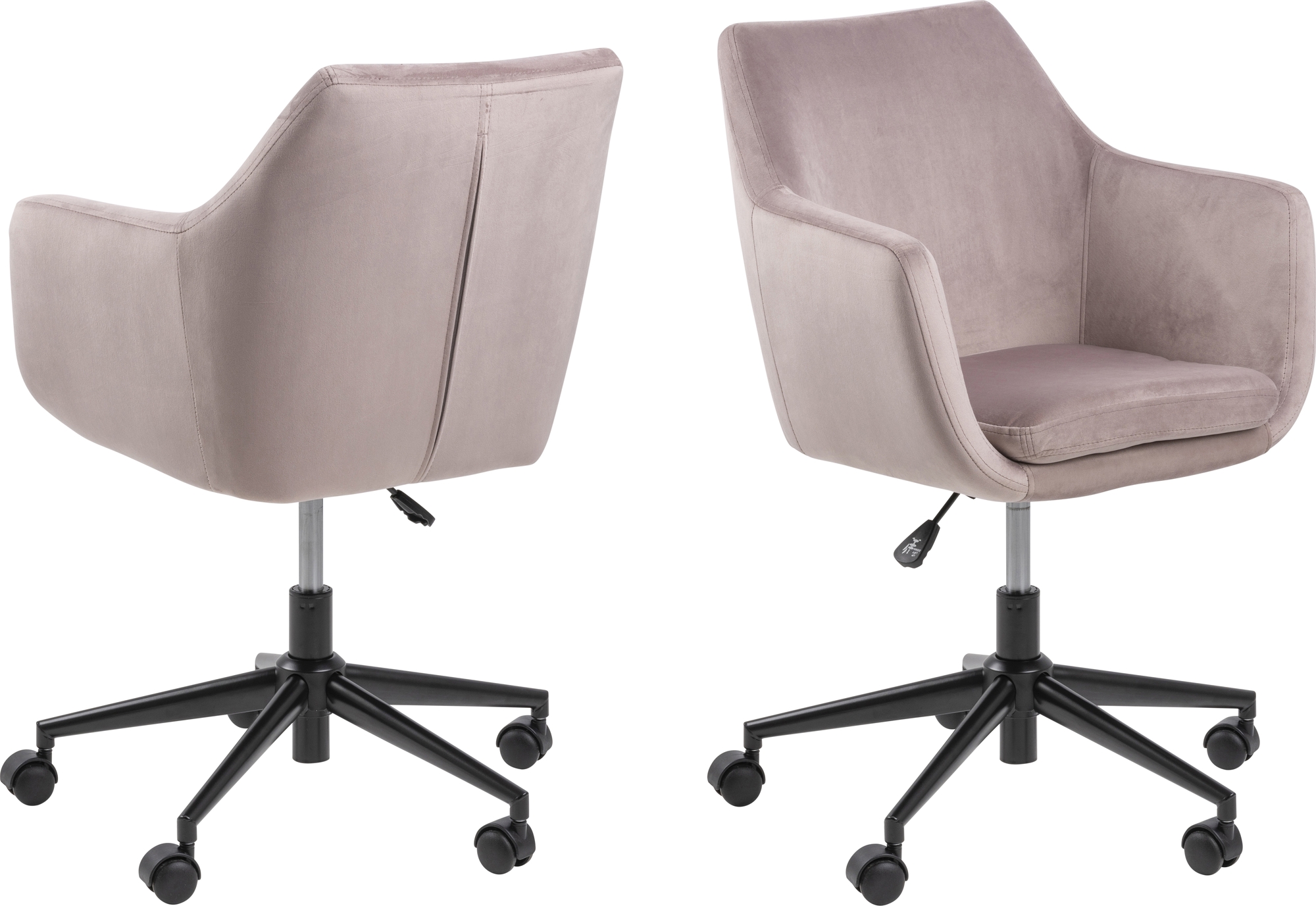 Fauteuil pivotant en tissu bouclé rose poudré Chuck | Maisons du Monde